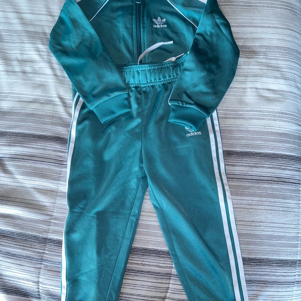 Adidas Green Tracksuit with White Accents